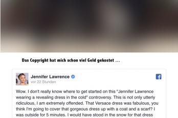 eiin facebook Post von Jennifer Lawrence