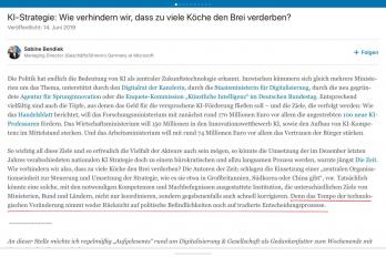 Beitrag der Sabine Bendiek zur KI