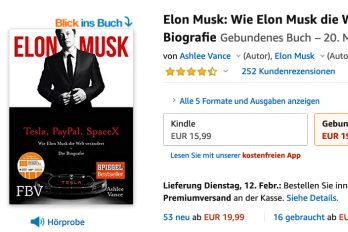 Abbildung der Artikelseite "Elon Musk" (Biografie) auf Amazon