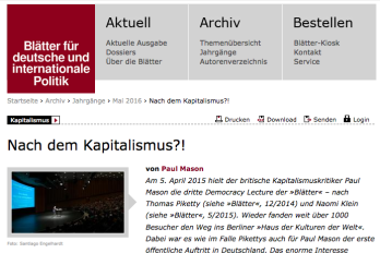 Text - Nach dem Kapitalismus von Paul Mason in den Blattern