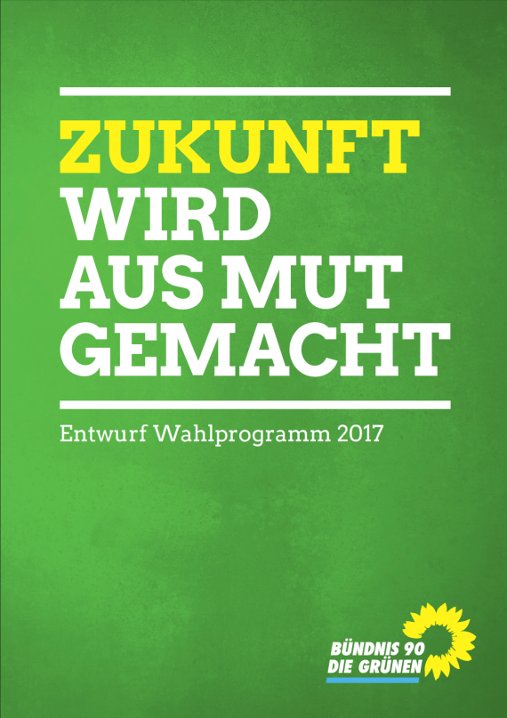 Titelblatt des Walprogrammentwurfes der Grünen